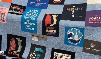 A very poorly made T-shirt quilt