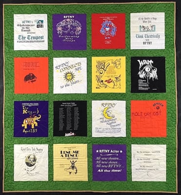 A traditional style T-shirt quilt made in rows and columns - so boring.