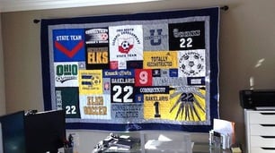 T-shirt quilt wall hanging