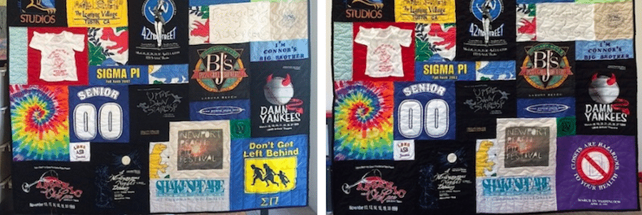 wrong block in a quilt had to be covered up with a new T-shirt - Too cool T-shirt Quilts