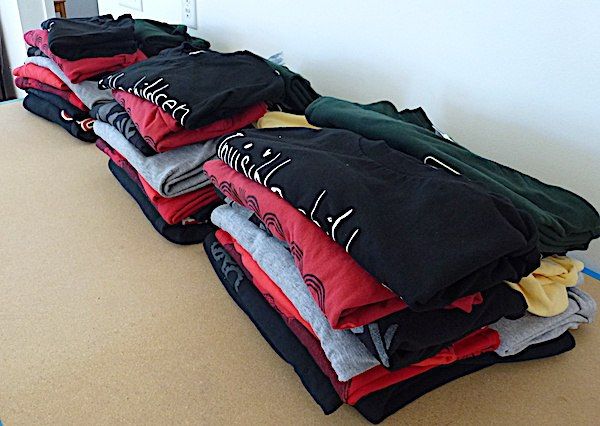 3 stack of identical T-shirts