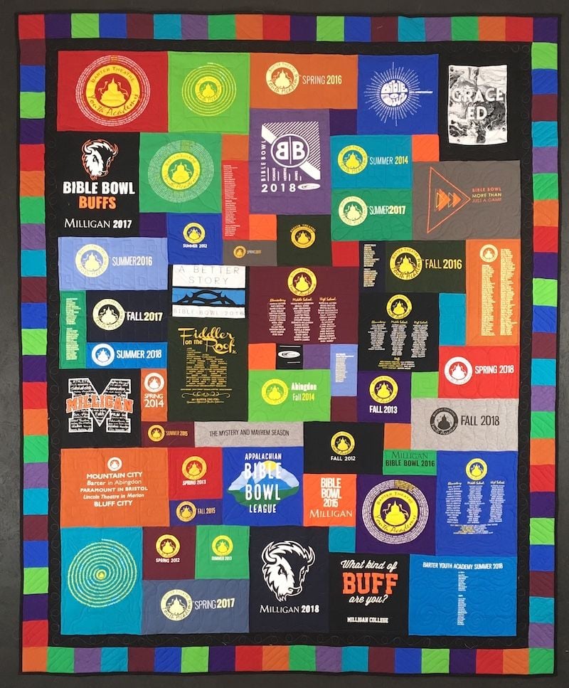 Colorful Too Cool T-shirt Quilt with a double border