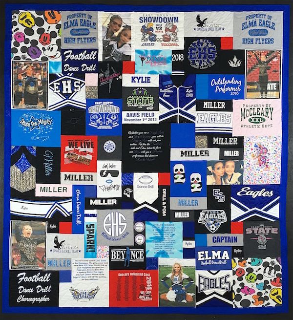 Cheer outfits used in a T-shirt quilt