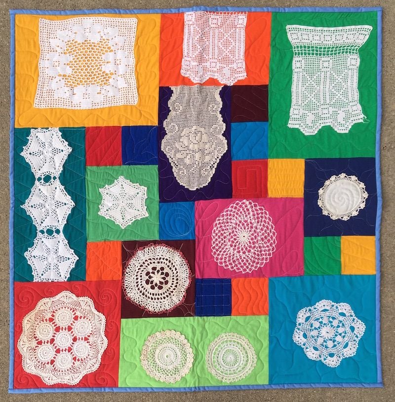 Doilies used to make a quilt.