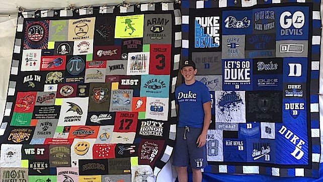 One quilt for high school T-shirts and another quilt for future college T-shirts by Too Cool T-shirt Quilts