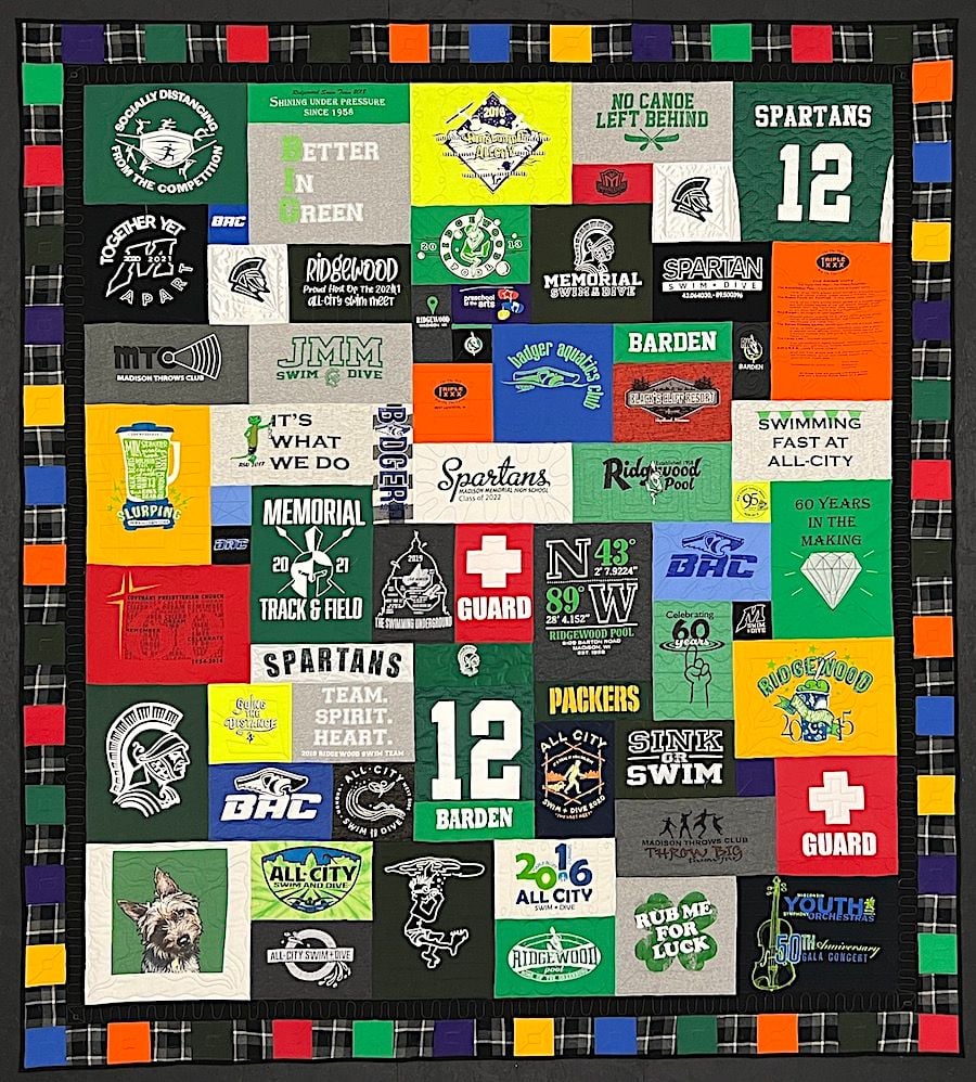 A Too Cool T-shirt Quilt with a 4